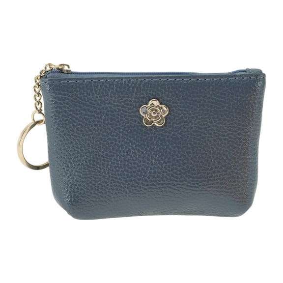 Unique Bargains 1 Pc Coin Purse Wallet Portable Five-Petal Flower With Two Zip Pockets Coin Purse Pouch Haze Blue