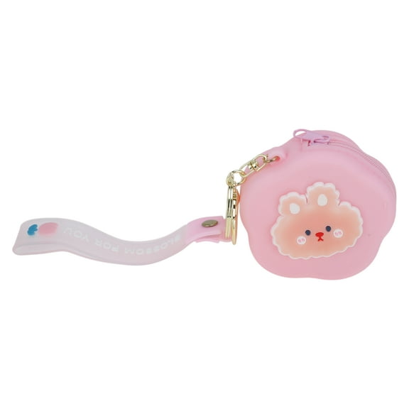 Unique Bargains 1 Pc Coin Purse Wallet Portable Flower Shape Rabbit Coin Purse Pouch Pink