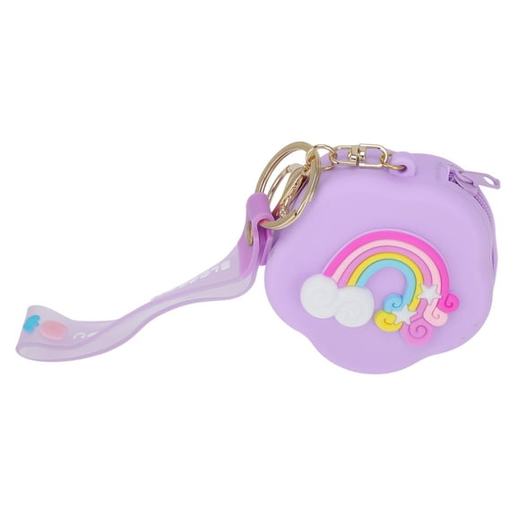 Unique Bargains 1 Pc Coin Purse Wallet Portable Flower Shape Rainbow Coin Purse Pouch Purple
