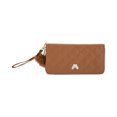 thumbnail image 1 of Unique Bargains 1 Pc Coin Purse Wallet Portable Rhombus Check Wristband Plush Pom Zip Coin Purse Pouch Brown, 1 of 5