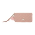 thumbnail image 1 of Unique Bargains 1 Pc Coin Purse Wallet Portable Rhombus Check Wristband Plush Pom Zip Coin Purse Pouch Pink, 1 of 5