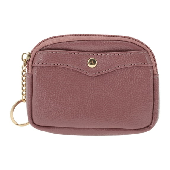 Unique Bargains 1 Pc Coin Purse Wallet Portable Square With Rounded Corners Coin Purse Pouch Oak Red