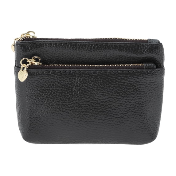 Unique Bargains 1 Pc Coin Purse Wallet Portable Symmetrical Three Zipper Pocket Coin Purse Pouch Black