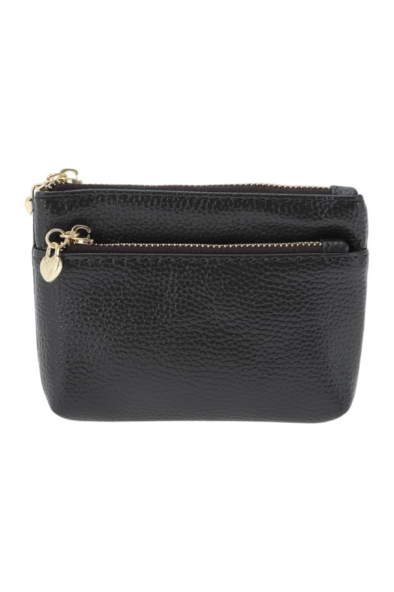 1 Pc Coin Purse Wallet Portable Symmetrical Three Zipper Pocket Coin Purse Pouch Black