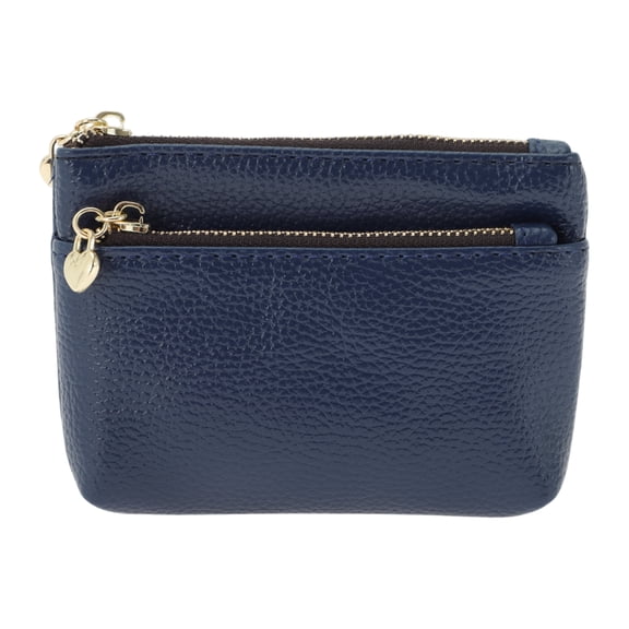 Unique Bargains 1 Pc Coin Purse Wallet Portable Symmetrical Three Zipper Pocket Coin Purse Pouch Blue