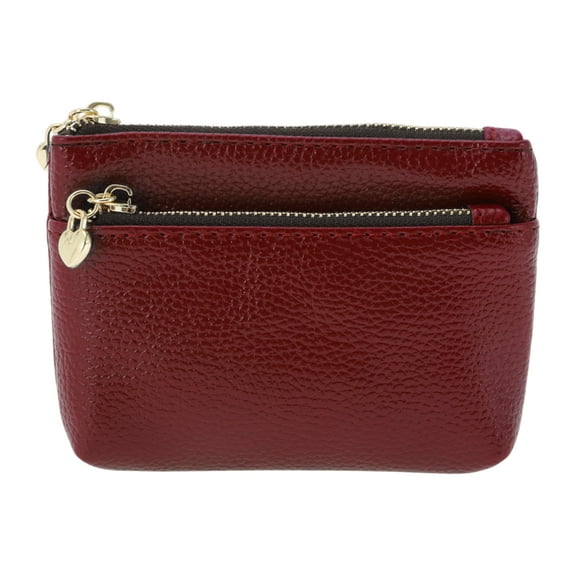 Unique Bargains 1 Pc Coin Purse Wallet Portable Symmetrical Three Zipper Pocket Coin Purse Pouch Red