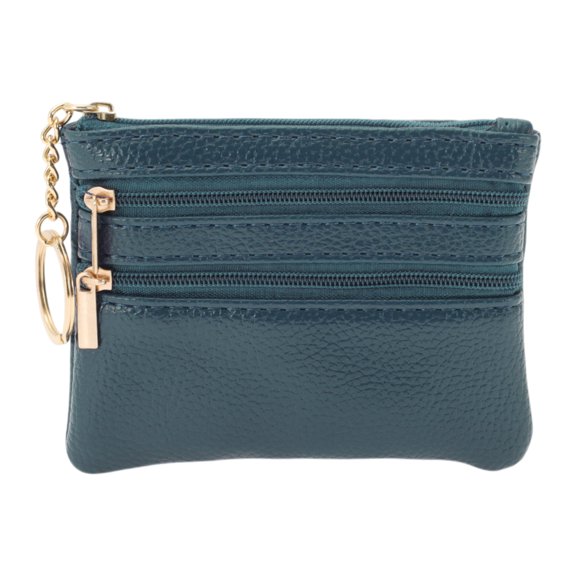Unique Bargains 1 Pc Coin Purse Wallet Portable Three Zipper Pocket With Pattern Coin Purse Pouch Haze Blue