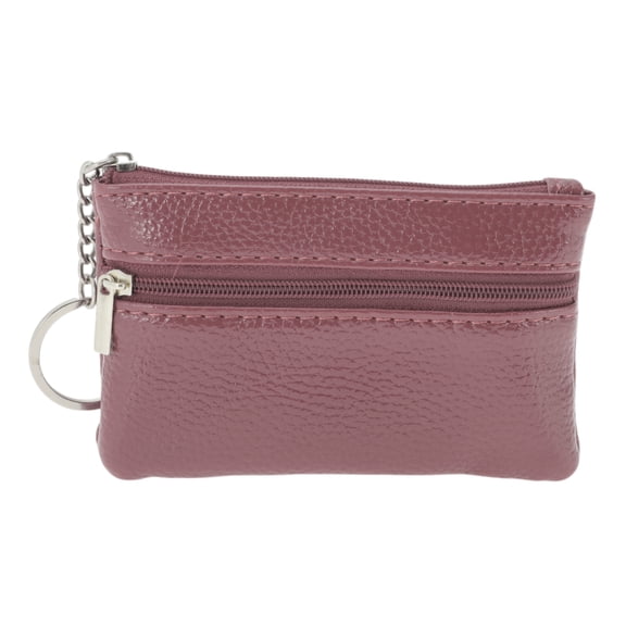 Unique Bargains 1 Pc Coin Purse Wallet Portable Two Zipper Pocket With Pattern Coin Purse Pouch Oak Red