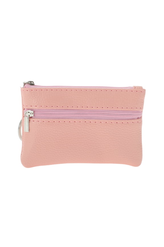 1 Pc Coin Purse Wallet Portable Two Zipper Pocket With Pattern Coin Purse Pouch Pink