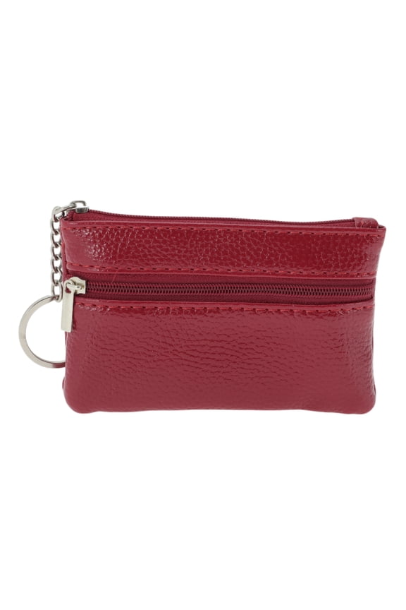 1 Pc Coin Purse Wallet Portable Two Zipper Pocket With Pattern Coin Purse Pouch Red