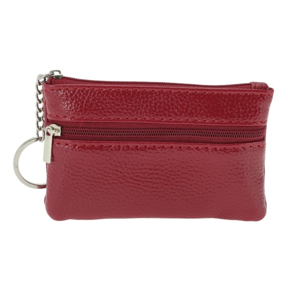 Unique Bargains 1 Pc Coin Purse Wallet Portable Two Zipper Pocket With Pattern Coin Purse Pouch Red