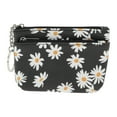 thumbnail image 1 of Unique Bargains 1 Pc Coin Purse Wallet Portable Two Zippered Pockets Floral Coin Purse Pouch Black, 1 of 5