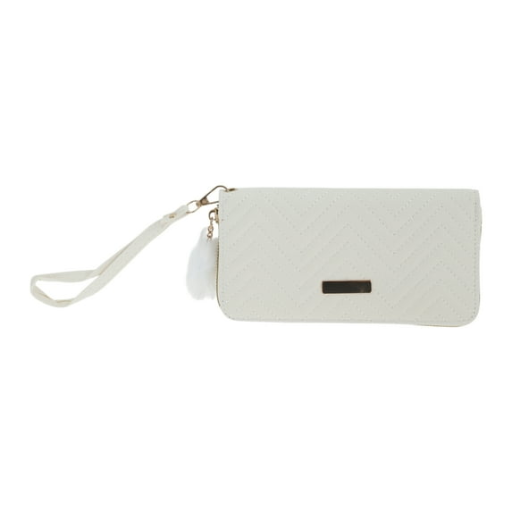 Unique Bargains 1 Pc Coin Purse Wallet Portable W-Shaped Corrugated Plush Ball Zipper Coin Purse Pouch White