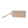 thumbnail image 1 of Unique Bargains 1 Pc Coin Purse Wallet Portable Woven Plush Pom Zip Coin Purse Pouch Pink, 1 of 5