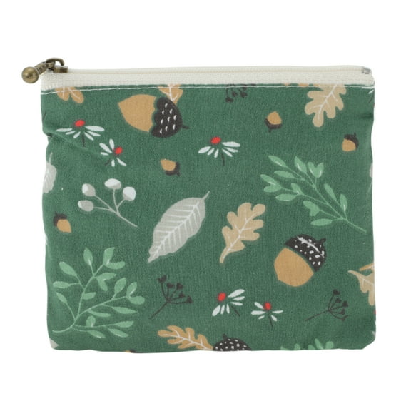 Unique Bargains 1 Pc Coin Purse Wallet Portable Zipper Leaves Coin Purse Pouch Small Green