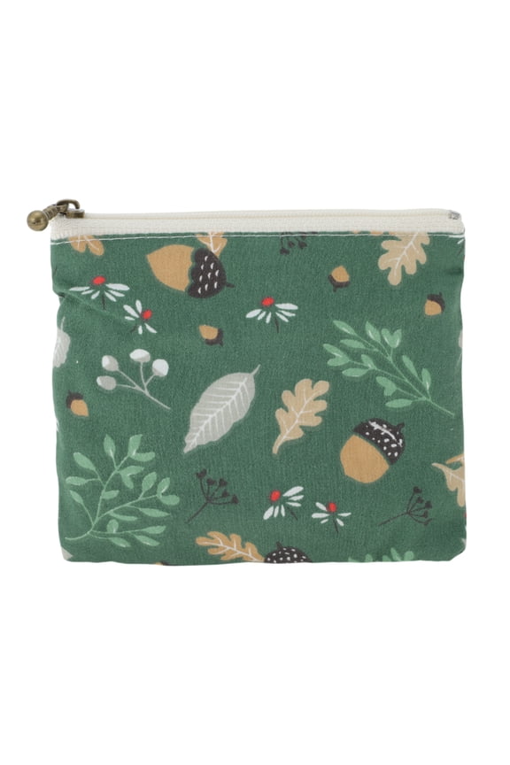 1 Pc Coin Purse Wallet Portable Zipper Leaves Coin Purse Pouch Small Green