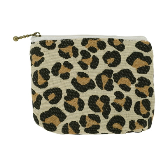 Unique Bargains 1 Pc Coin Purse Wallet Portable Zipper Print Coin Purse Pouch Large Beige Black Brown