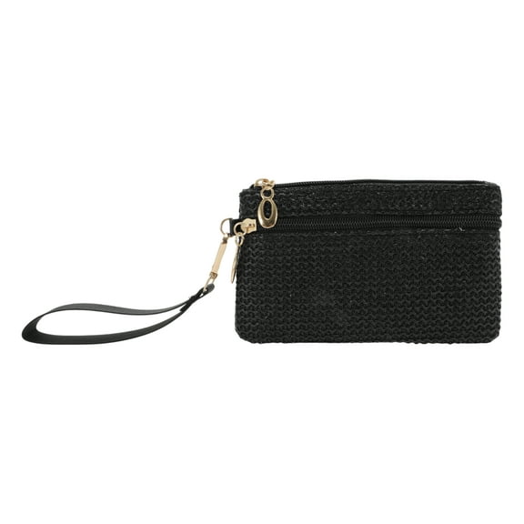 Unique Bargains 1 Pc Coin Purse Wallet Rectangular Woven Coin Purse Pouch Black