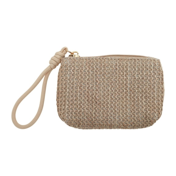 Unique Bargains 1 Pc Coin Purse Wallet Wrist Strap Woven Coin Purse Pouch Khaki