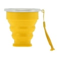 thumbnail image 1 of Unique Bargains 1 Pc Collapsible Cups Portable Folding Cup with Wrist Strap Folded Height 2.5cm Camping Water Cup 200ml Yellow, 1 of 5