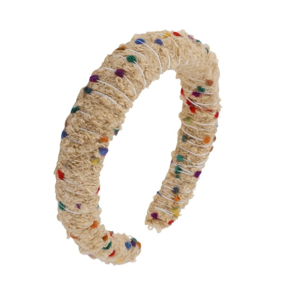 Unique Bargains 1 Pc Color Dot Wool Braided Headbands Brown