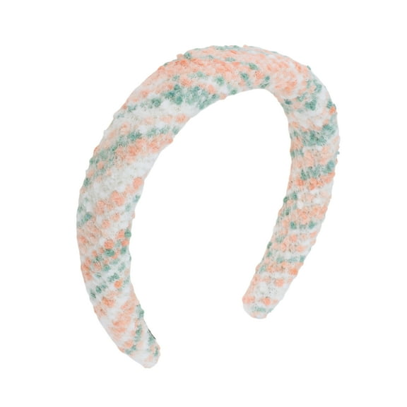 Unique Bargains 1 Pc Color Dot Wool Braided Headbands Pink Green