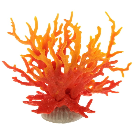 Unique Bargains 1 Pc Colorful Coral Reef Decor for Aquarium Decor Yellow Red 6.5"x5.83"