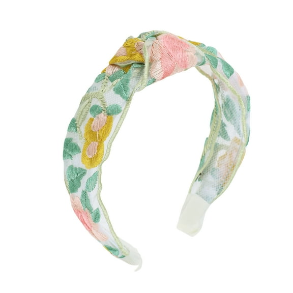 Unique Bargains 1 Pc Colorful Embroidered Headbands Pink Green
