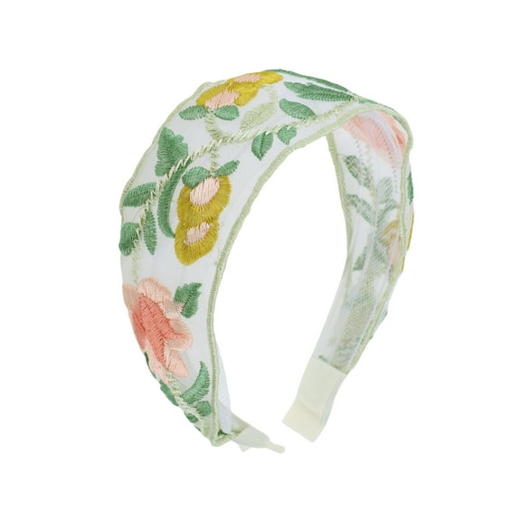 Unique Bargains 1 Pc Colorful Embroidered Headbands Pink Green