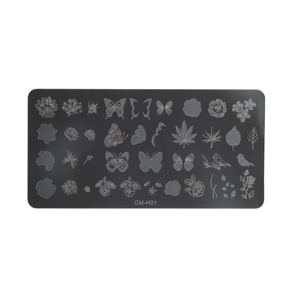 Unique Bargains 1 Pc Colorful Nail Art Stamp OM-H01 Silver Tone