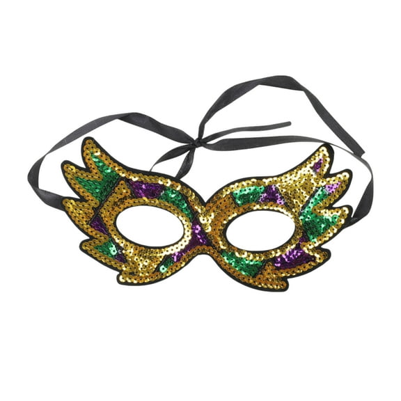 Unique Bargains 1 Pc Colorful Sequins Half Face Party Mask for Masquerade Party Purple Green Yellow Sequins