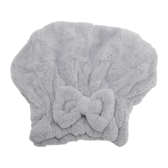 Unique Bargains 1 Pc Comfortable Bow Hair Towel for Bathroom Hotel Coral Fleece Gray