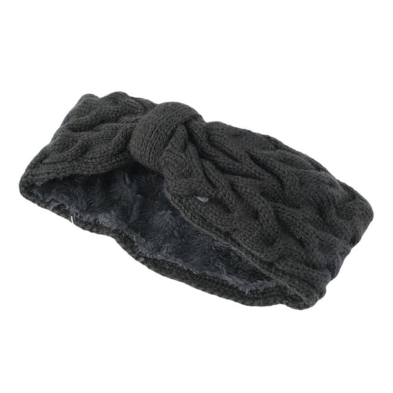 Unique Bargains 1 Pc Women's Warm Headband Winter Ear Warmer Bow Head Wraps Dark Gray