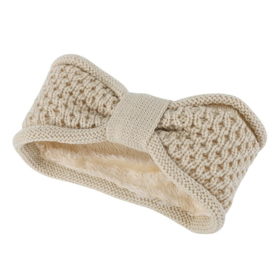 Unique Bargains 1 Pc Women's Warm Headband Winter Comfortable Ear Warmer Bow Head Wraps Beige