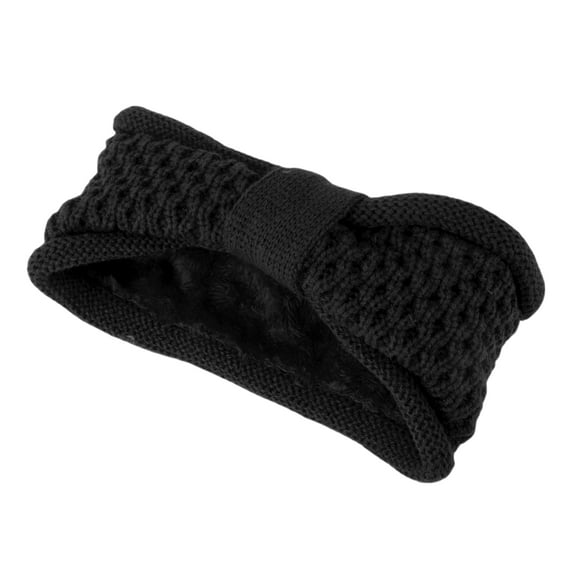 Unique Bargains 1 Pc Women's Warm Headband Winter Comfortable Ear Warmer Bow Head Wraps Black