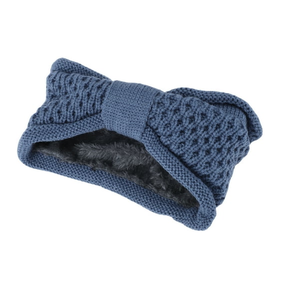 Unique Bargains 1 Pc Women's Warm Headband Winter Comfortable Ear Warmer Bow Head Wraps Blue