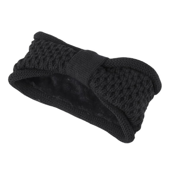 Unique Bargains 1 Pc Women's Warm Headband Winter Comfortable Ear Warmer Bow Head Wraps Dark Gray