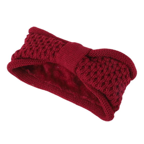Unique Bargains 1 Pc Women's Warm Headband Winter Comfortable Ear Warmer Bow Head Wraps Red