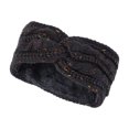 thumbnail image 1 of Unique Bargains 1 Pc Women's Warm Headband Cable Winter Ear Warmer Knit Cross Head Wraps Dark Gray Colorful, 1 of 6
