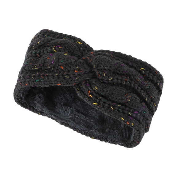 Unique Bargains 1 Pc Women's Warm Headband Cable Winter Ear Warmer Knit Cross Head Wraps Dark Gray Colorful