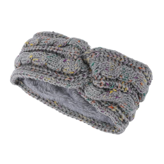 Unique Bargains 1 Pc Women's Warm Headband Cable Winter Ear Warmer Knit Cross Head Wraps Light Gray Colorful