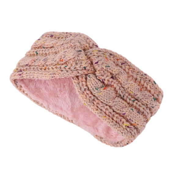 Unique Bargains 1 Pc Women's Warm Headband Cable Winter Ear Warmer Knit Cross Head Wraps Pink Colorful
