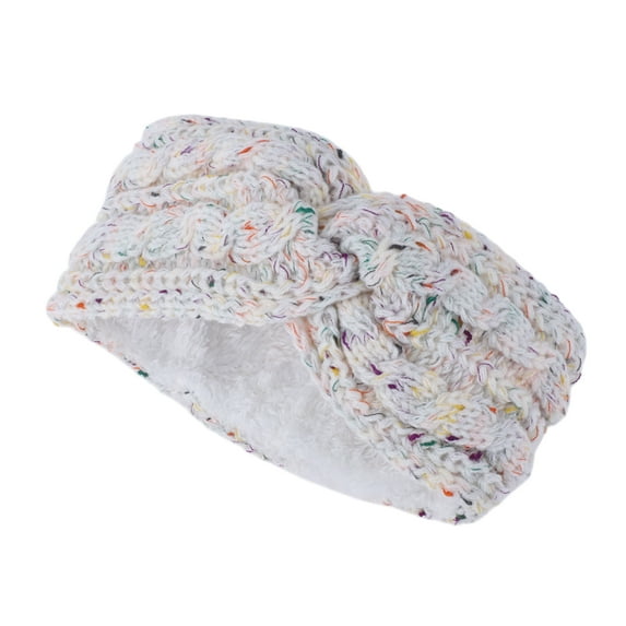 Unique Bargains 1 Pc Women's Warm Headband Cable Winter Ear Warmer Knit Cross Head Wraps White Colorful