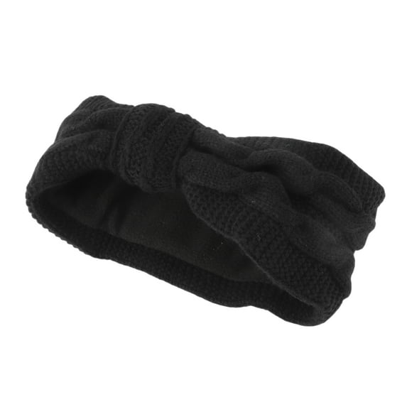 Unique Bargains 1 Pc Women's Warm Headband Winter Ear Warmer Cable Knit Head Wraps Black