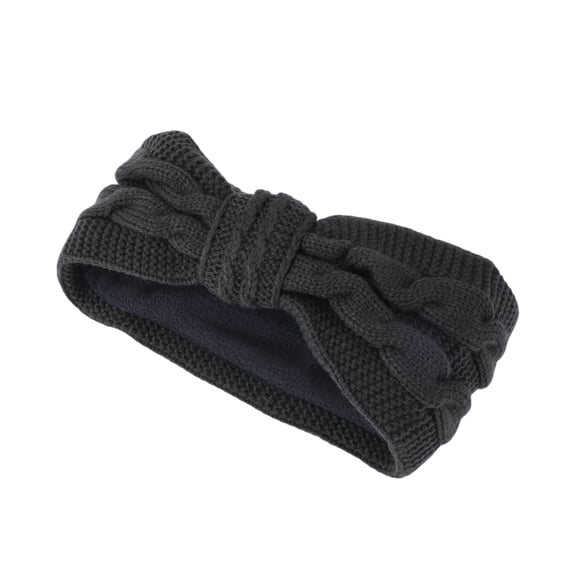 Unique Bargains 1 Pc Women's Warm Headband Winter Ear Warmer Cable Knit Head Wraps Dark Gray