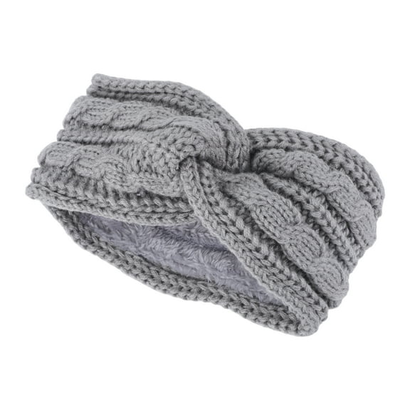 Unique Bargains 1 Pc Women's Warm Headband Cross Cable Knitted Headband Light Gray