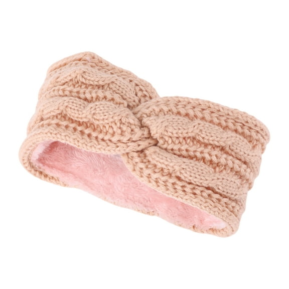 Unique Bargains 1 Pc Women's Warm Headband Cross Cable Knitted Headband Pink
