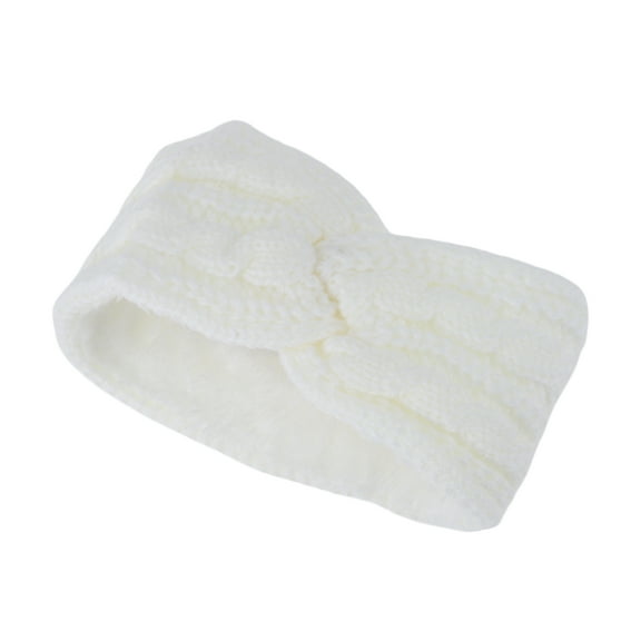 Unique Bargains 1 Pc Women's Warm Headband Cross Cable Knitted Headband White