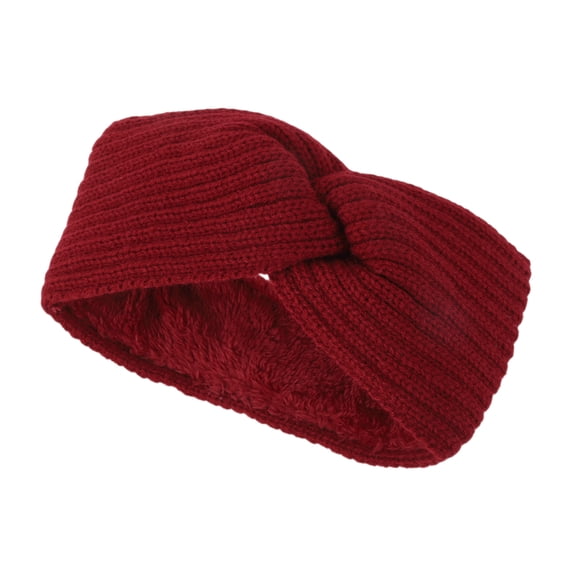 Unique Bargains 1 Pc Women's Warm Cross Knitted Headband Winter Ear Warmer Head Wraps Red