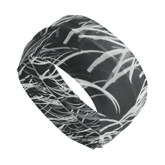 Unique Bargains 1 Pc Comfortable Headband Elastic Printed Headband for Sport Black